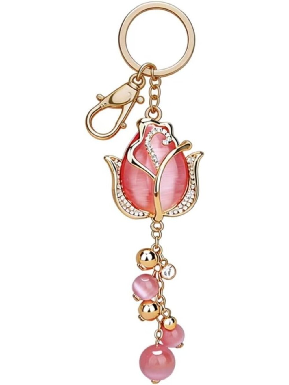 Stunning Crystal Tulip Flower Keychain Pendant - Elegant Gift for Her